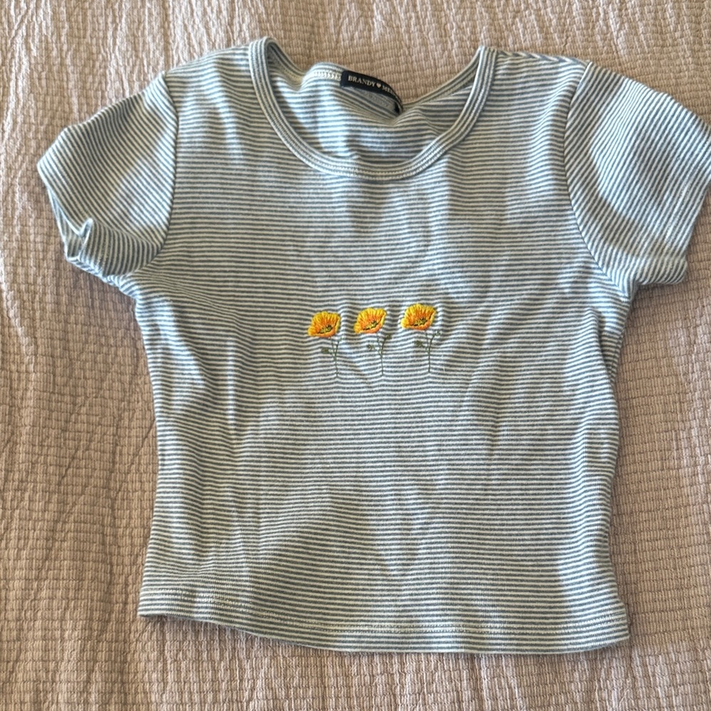 Brandy Melville Poppy Embroidered Tee